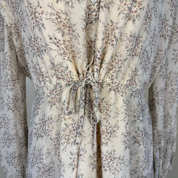NWT Promesa | Long Sleeve Ditsy Floral Cream Dress Popover Cinched Waist Medium - Picture 4 of 9
